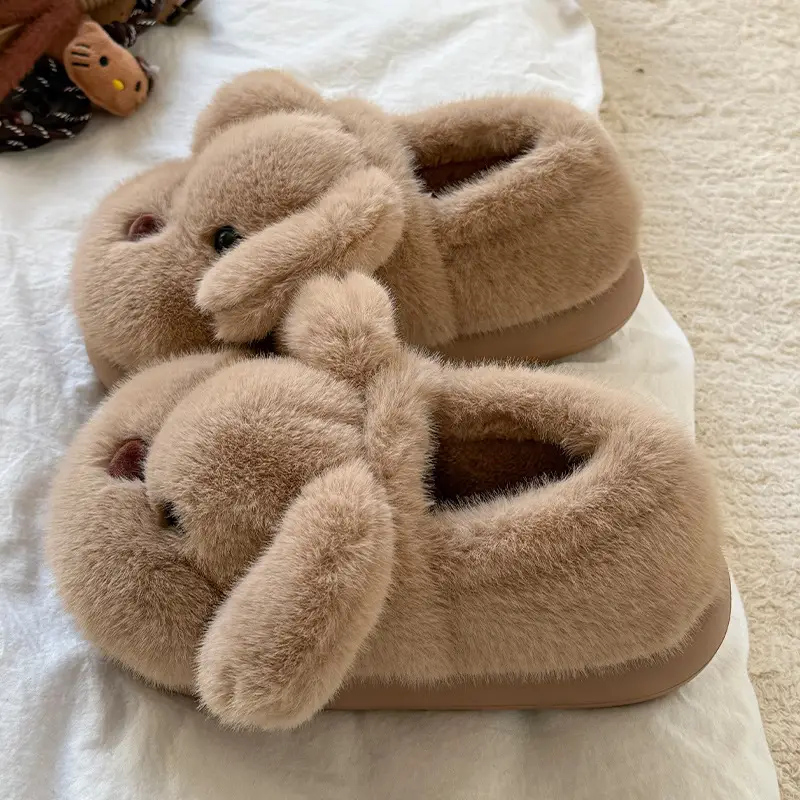 2025 Cartoon Cute Little Milk Dog Cotton Slippers Women's Bag Heel Cotton Shoes - Image 3