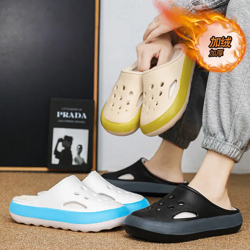 Cross-Border Large Size Cotton Slippers for Men in Winter Indoor Fleece-Lined Warm Thick-Soled Outer Wear Non-Slip Couple's Clogs Slippers - Image 7
