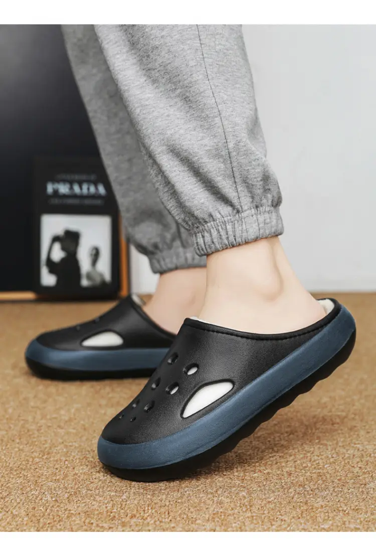 Cross-Border Large Size Cotton Slippers for Men in Winter Indoor Fleece-Lined Warm Thick-Soled Outer Wear Non-Slip Couple's Clogs Slippers — feature 21