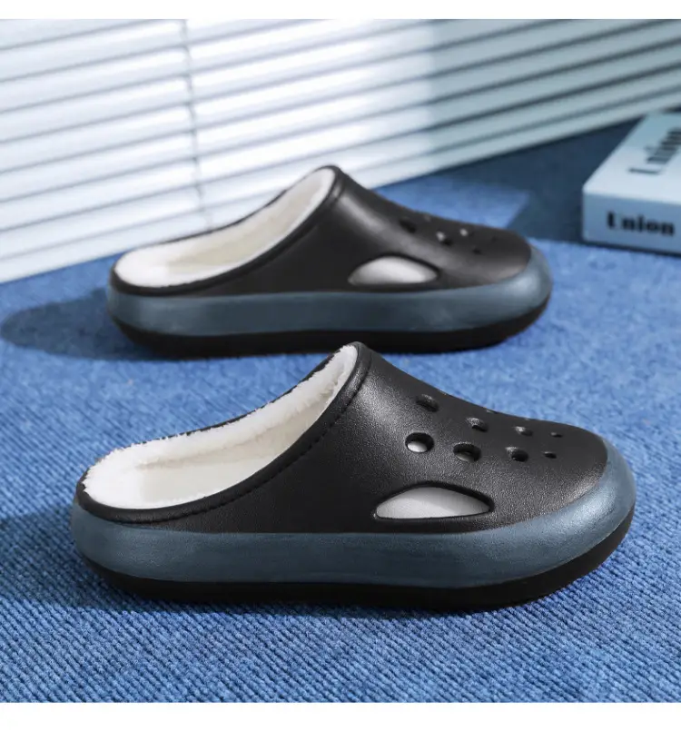 Cross-Border Large Size Cotton Slippers for Men in Winter Indoor Fleece-Lined Warm Thick-Soled Outer Wear Non-Slip Couple's Clogs Slippers — feature 4