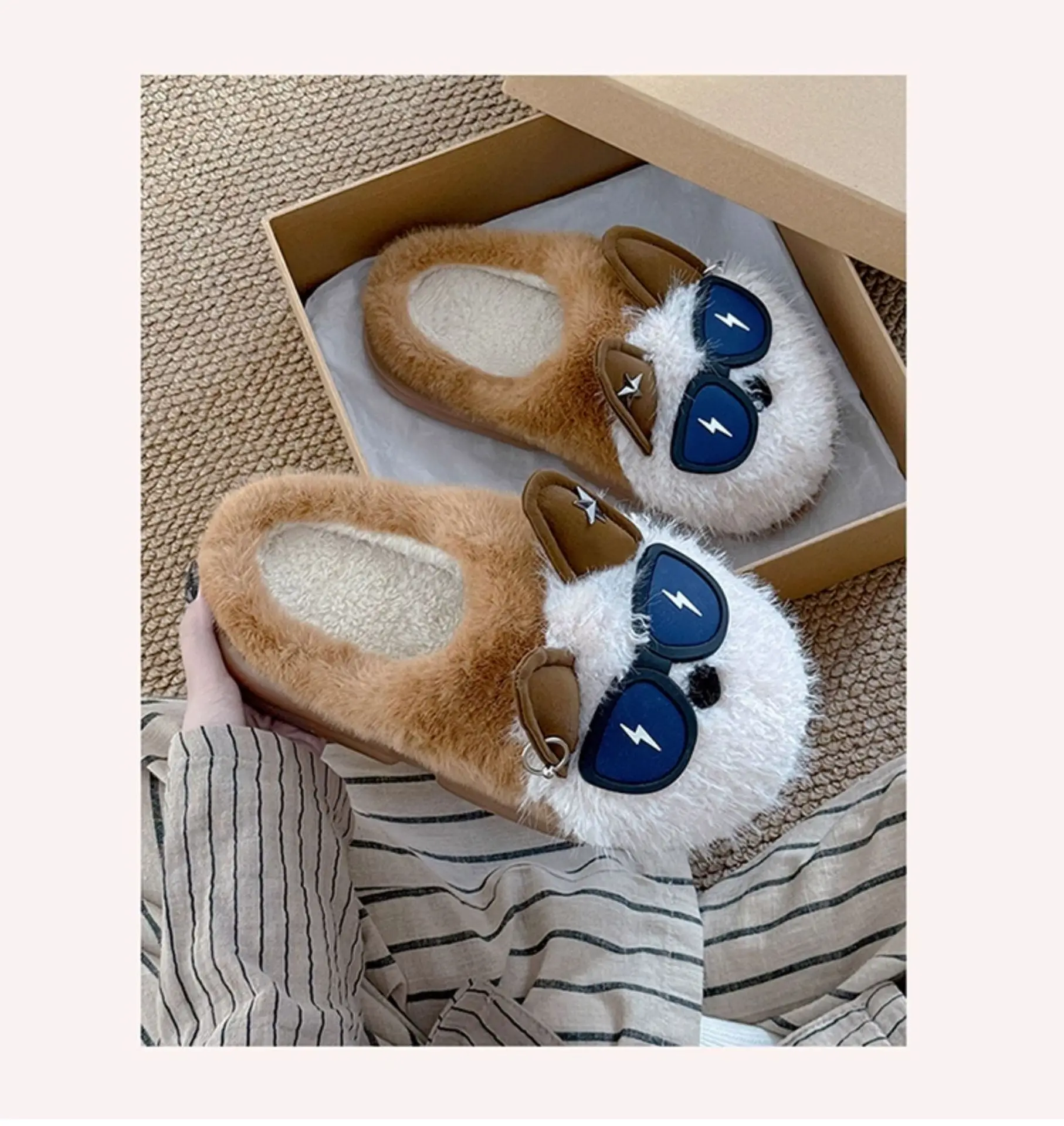 Glasses Puppy Warm Cotton Slippers Women 2025 — feature 11