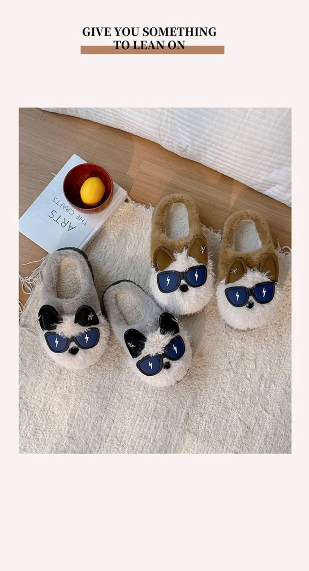Glasses Puppy Warm Cotton Slippers Women 2025 — feature 12