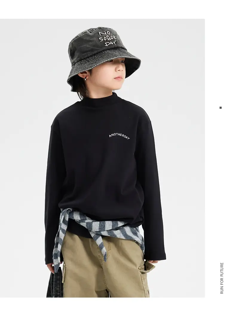 Boys Half Turtleneck German Velvet Bottoming Shirt Black 2025 — feature 16