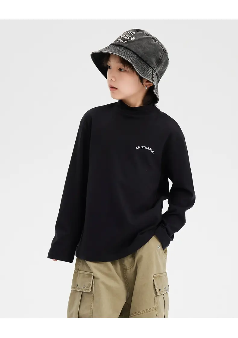Boys Half Turtleneck German Velvet Bottoming Shirt Black 2025 — feature 19