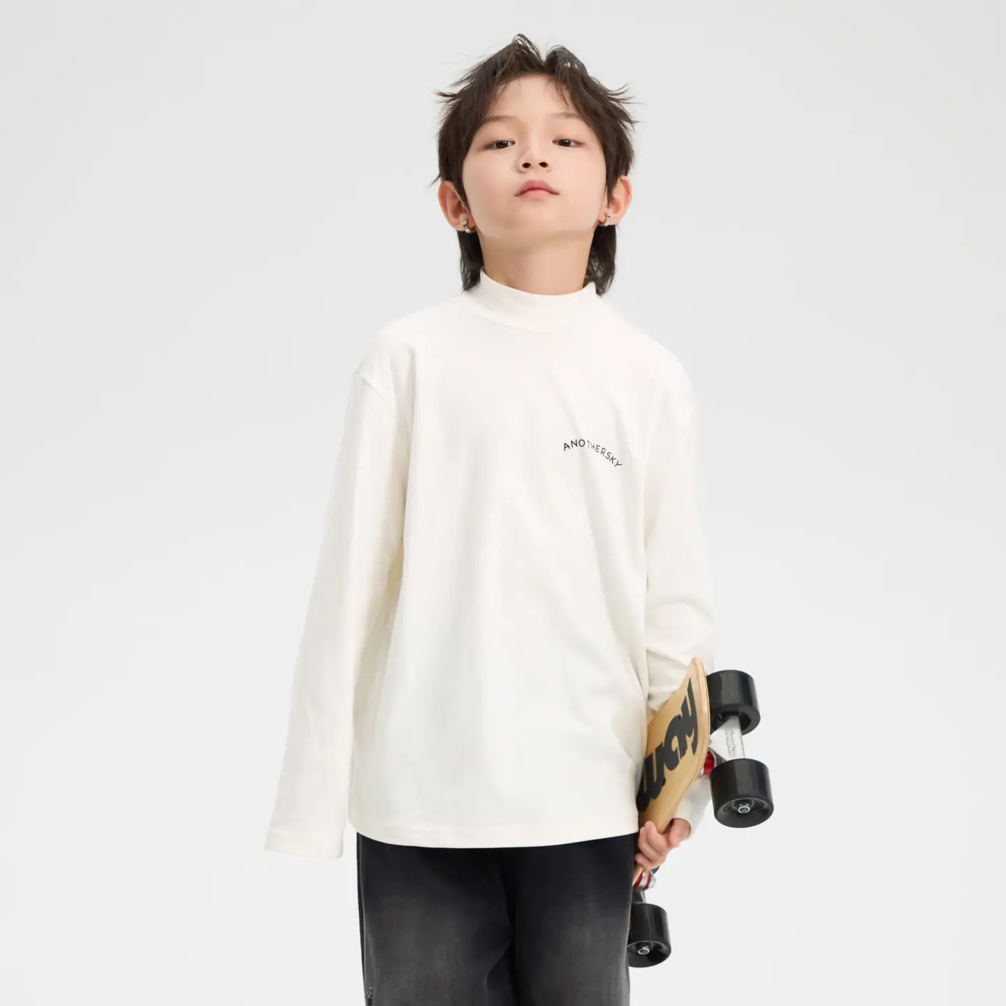 Boys Half Turtleneck German Velvet Bottoming Shirt Black 2025 - Image 2