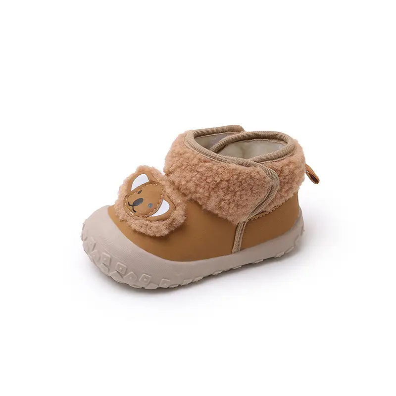 Winter Newborn Baby Cotton Shoes, Warm Shoes and Socks, 6-12 Months Baby Toddler Shoes, Soft Sole Infant Shoes Fleece-Lined