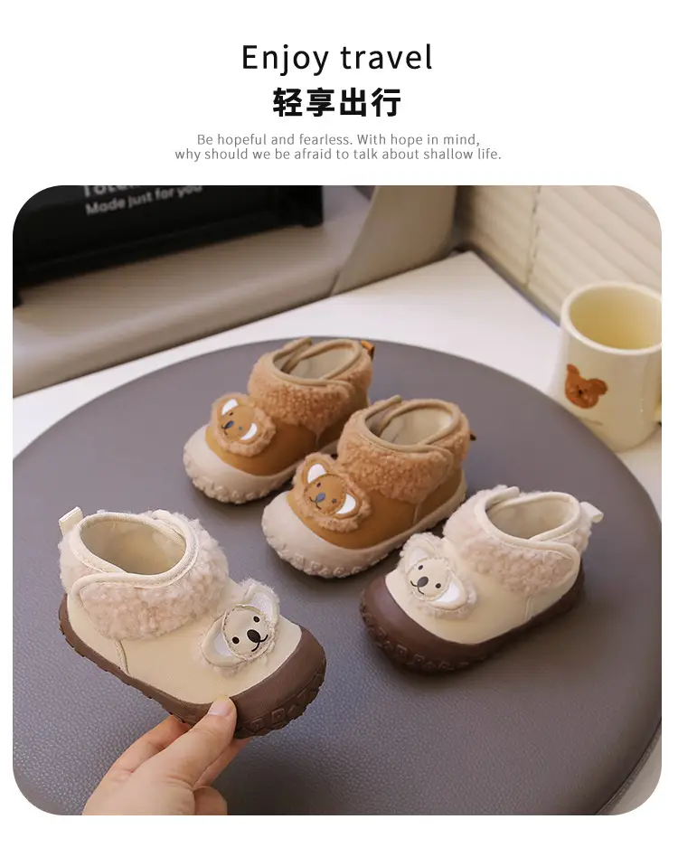 Winter Newborn Baby Cotton Shoes, Warm Shoes and Socks, 6-12 Months Baby Toddler Shoes, Soft Sole Infant Shoes Fleece-Lined — feature 1