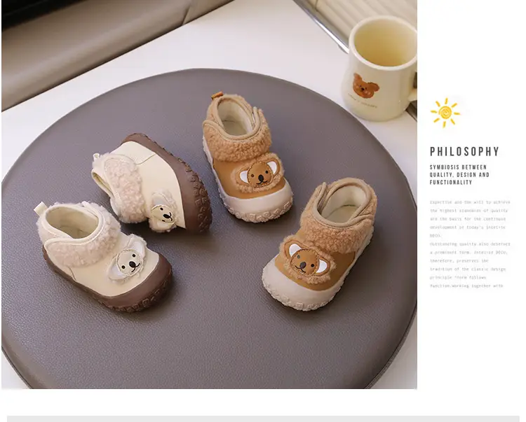 Winter Newborn Baby Cotton Shoes, Warm Shoes and Socks, 6-12 Months Baby Toddler Shoes, Soft Sole Infant Shoes Fleece-Lined — feature 9