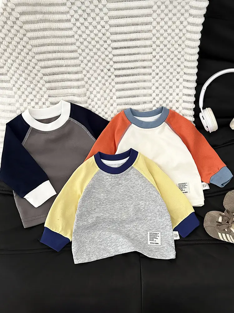 Boys Long Sleeve T-Shirt White Orange Blue 2025 - Image 5