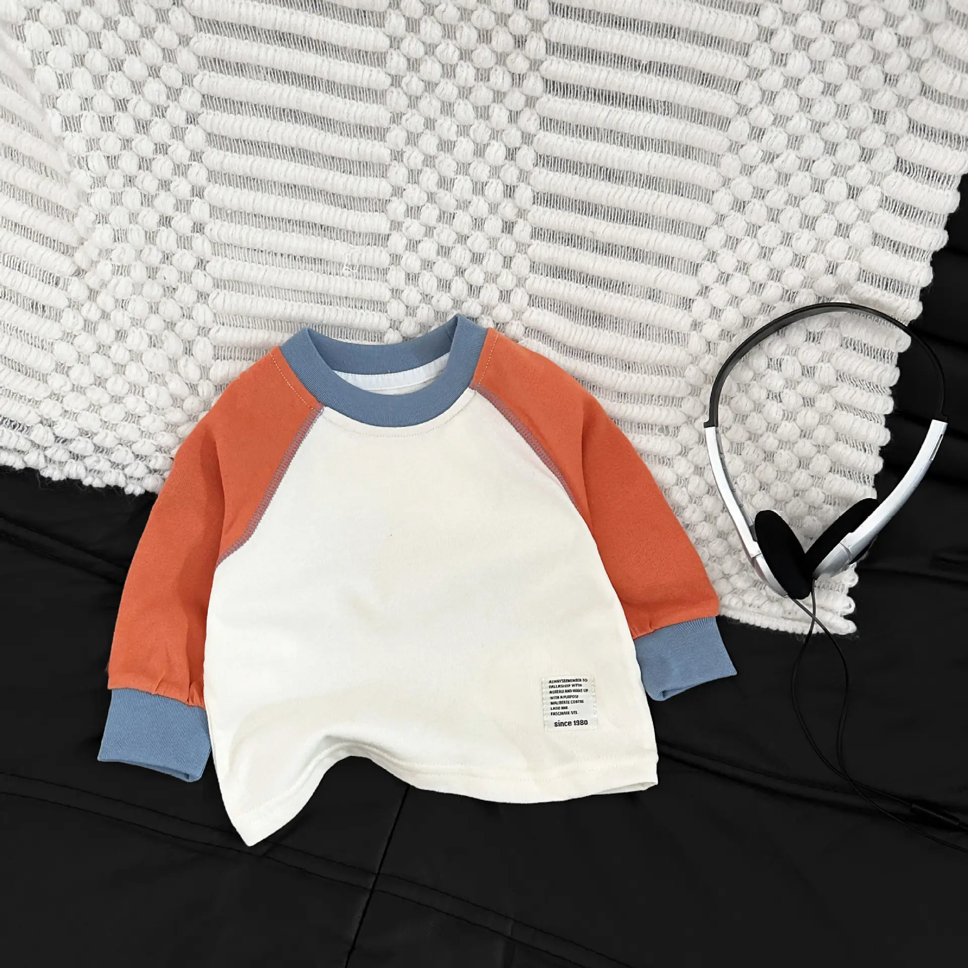 Boys Long Sleeve T-Shirt White Orange Blue 2025 - Image 2