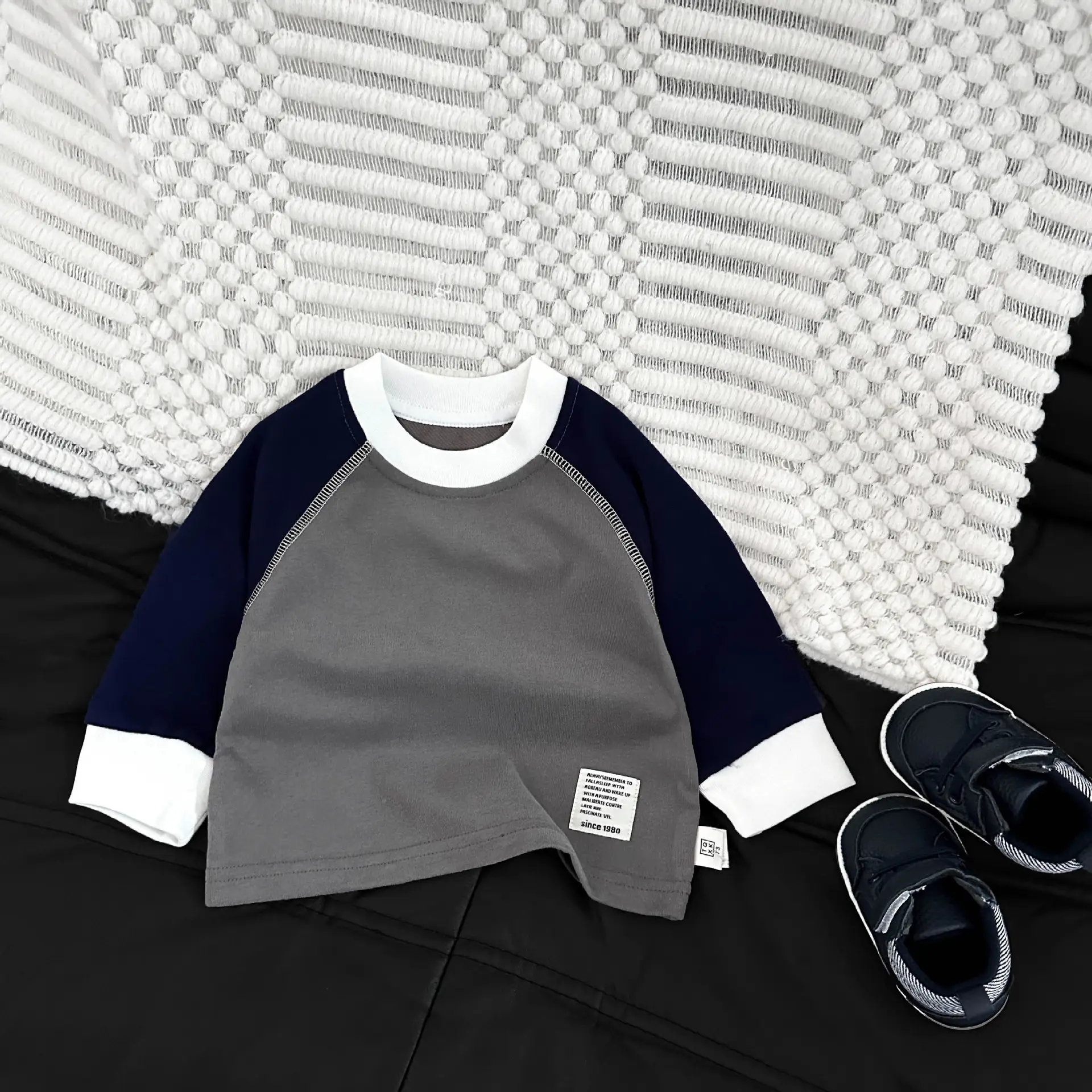 Boys Long Sleeve T-Shirt White Orange Blue 2025 - Image 3