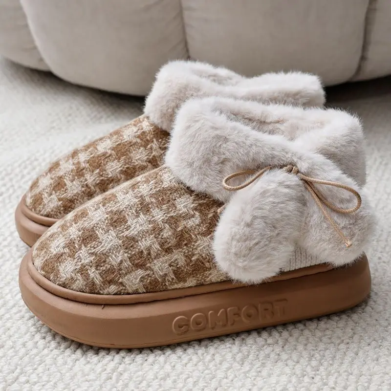 Women Winter Plush Warm Bag Heel Shoes
