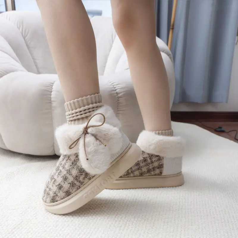 Women Winter Plush Warm Bag Heel Shoes