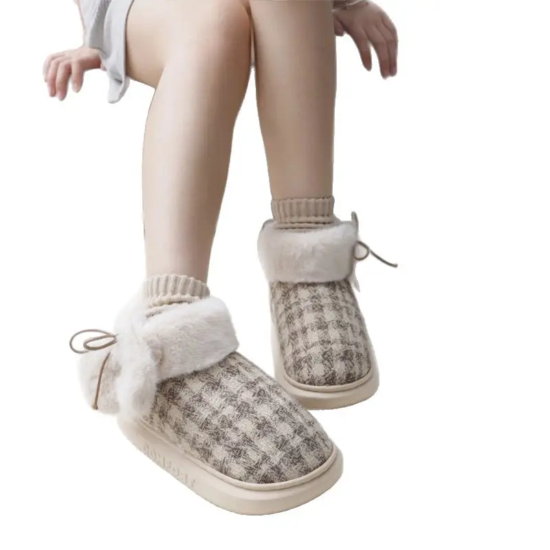 Women Winter Plush Warm Bag Heel Shoes