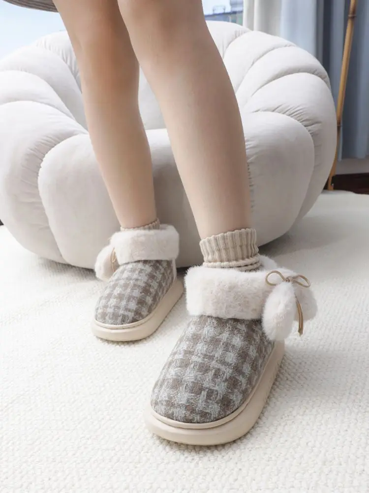 Women Winter Plush Warm Bag Heel Shoes — feature 1
