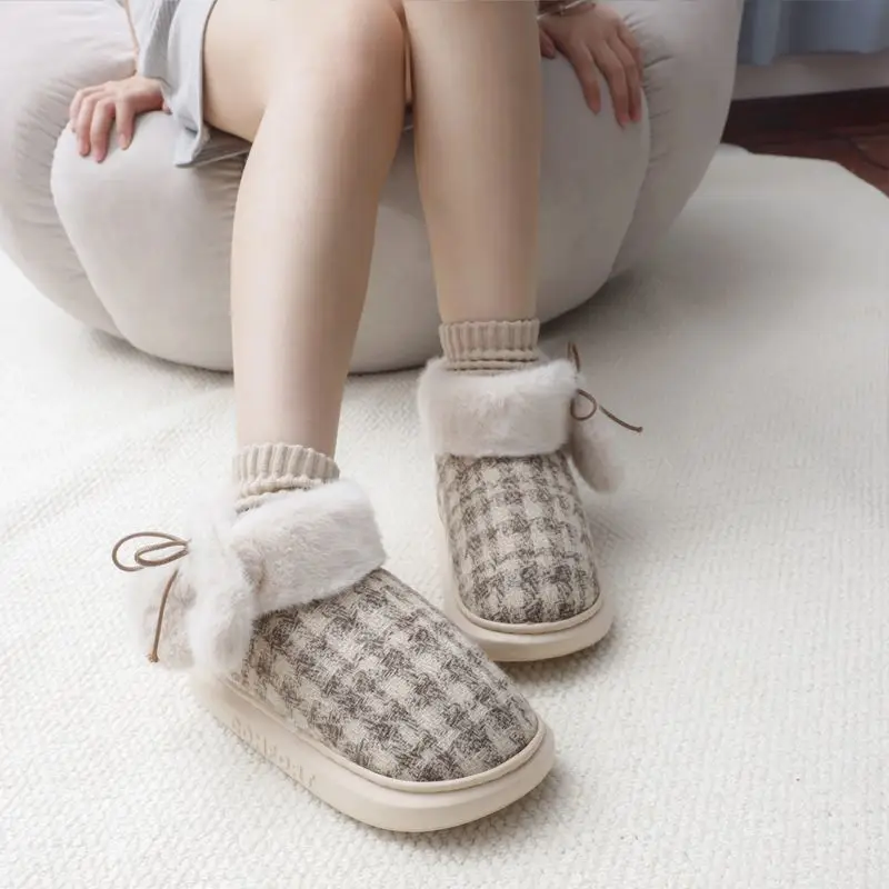 Women Winter Plush Warm Bag Heel Shoes