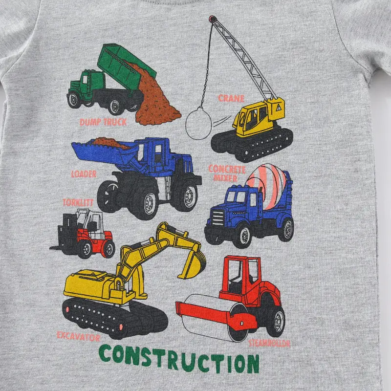 Kids Construction T-Shirt Grey Long Sleeve Baby Boy - Image 4