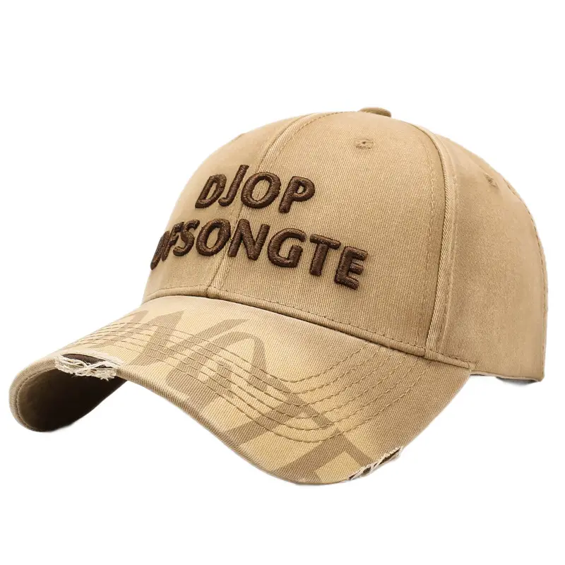 Men Distressed Maroon Cap Drop Songté Embroidery