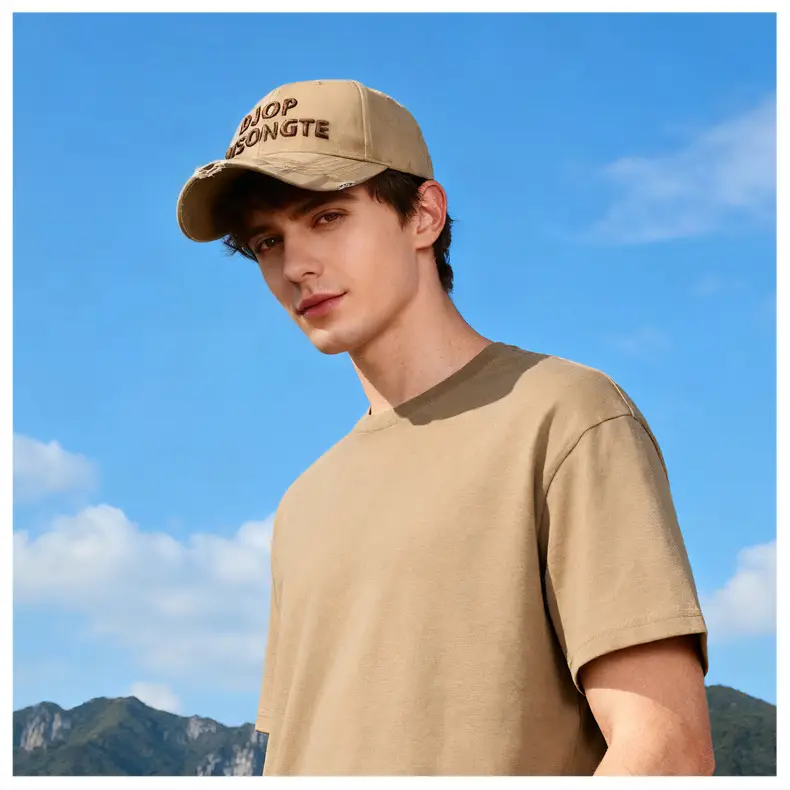 Men Distressed Maroon Cap Drop Songté Embroidery — feature 16