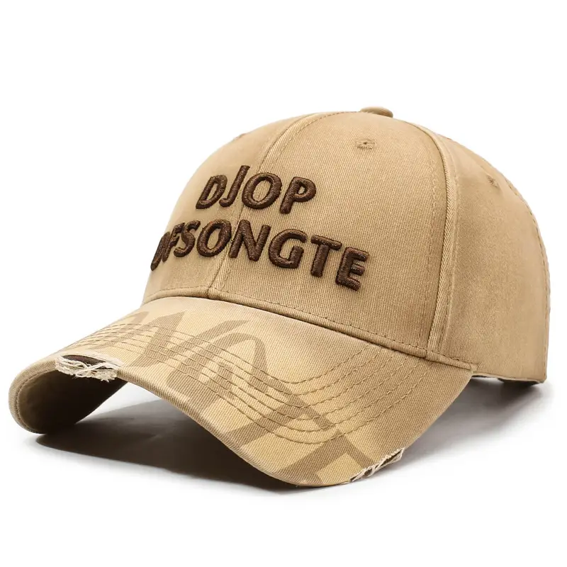 Men Distressed Maroon Cap Drop Songté Embroidery