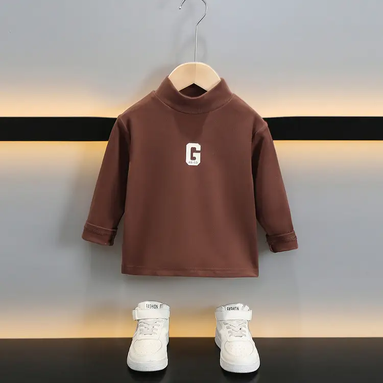 Boys Thermal Base Layer Shirt White Brown Long Sleeve - Image 6