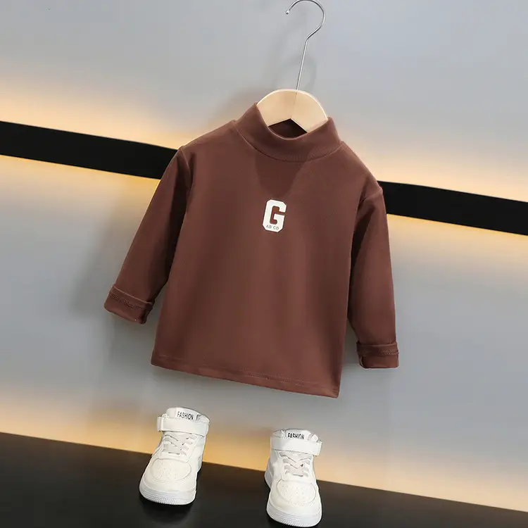 Boys Thermal Base Layer Shirt White Brown Long Sleeve - Image 2