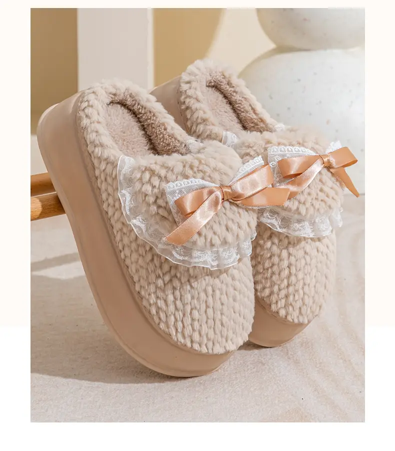 Women Cotton Slipper Green Bow Winter Warm — feature 13