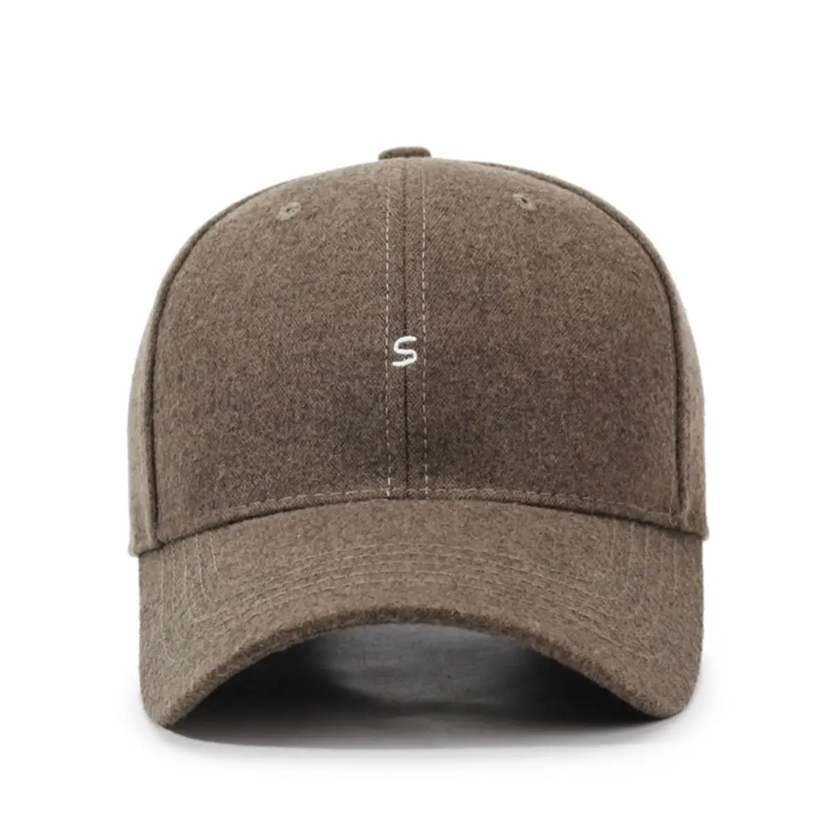 Women Wool Baseball Cap Brown Wide Brim - Image 7