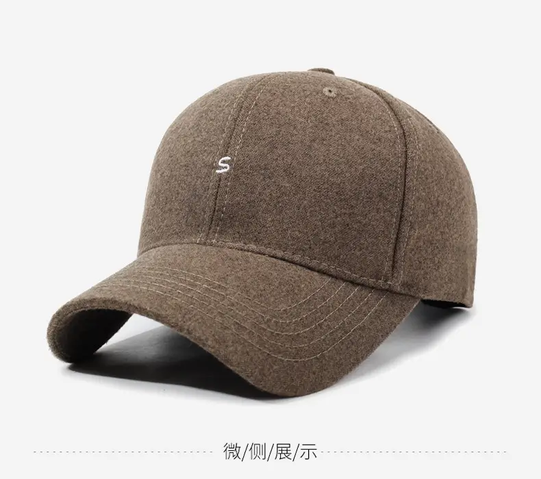 Women Wool Baseball Cap Brown Wide Brim — feature 9