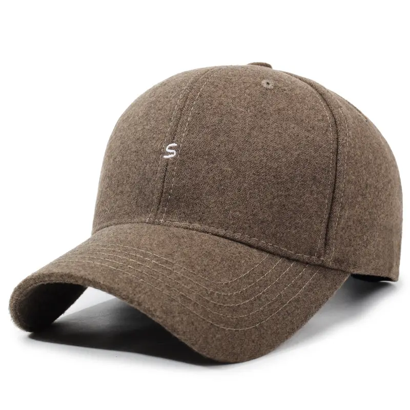 Women Wool Baseball Cap Brown Wide Brim - Image 4