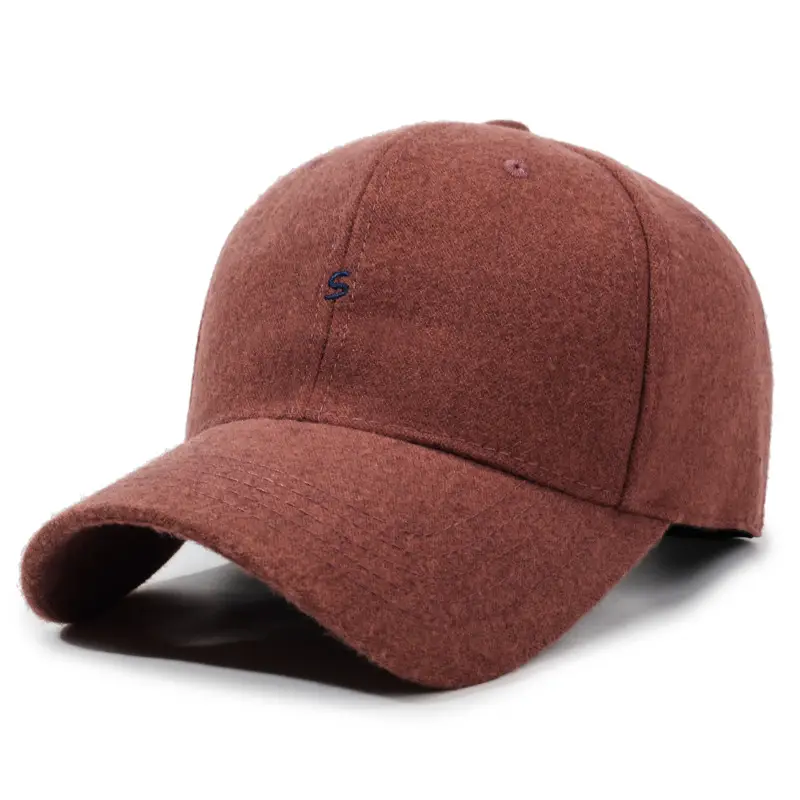 Women Wool Baseball Cap Brown Wide Brim - Image 5