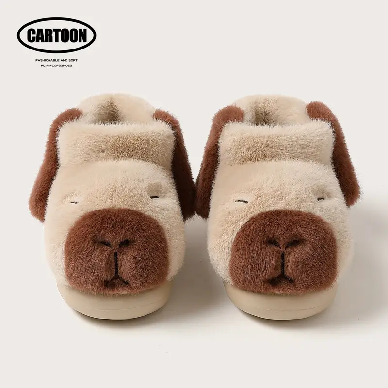 Parent-Child Cotton Slippers for Women, Winter Cute Capybara Thick-Soled Indoor Home Plush Children's Furry Slippers - Image 4