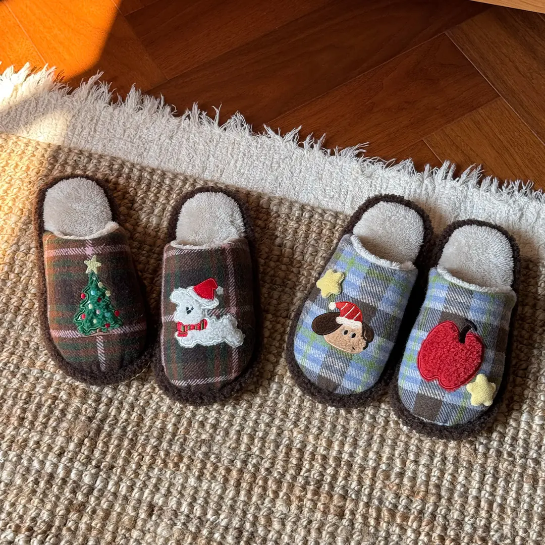Christmas Tree Cotton Slippers Autumn and Winter Cartoon Cute Indoor Home Non-Slip Furry Slippers Winter Floor Cotton Slippers for Women - Image 4