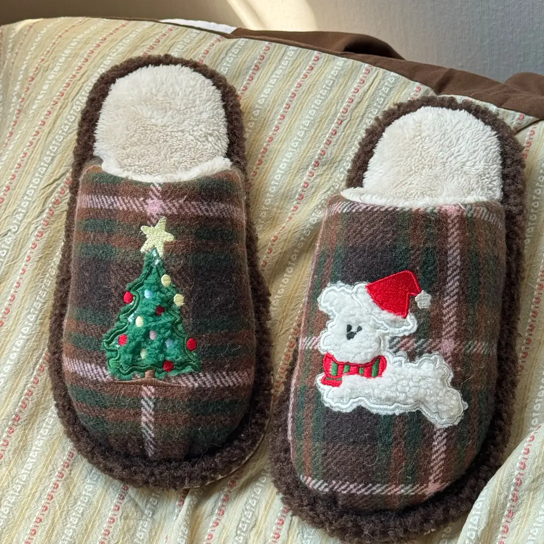 Christmas Tree Cotton Slippers Autumn and Winter Cartoon Cute Indoor Home Non-Slip Furry Slippers Winter Floor Cotton Slippers for Women - Image 6