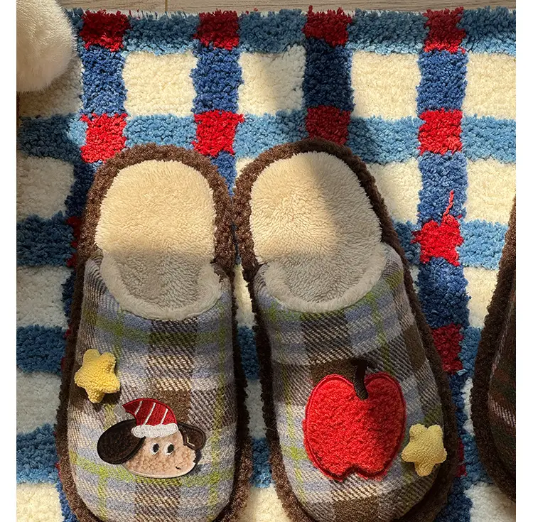 Christmas Tree Cotton Slippers Autumn and Winter Cartoon Cute Indoor Home Non-Slip Furry Slippers Winter Floor Cotton Slippers for Women — feature 17