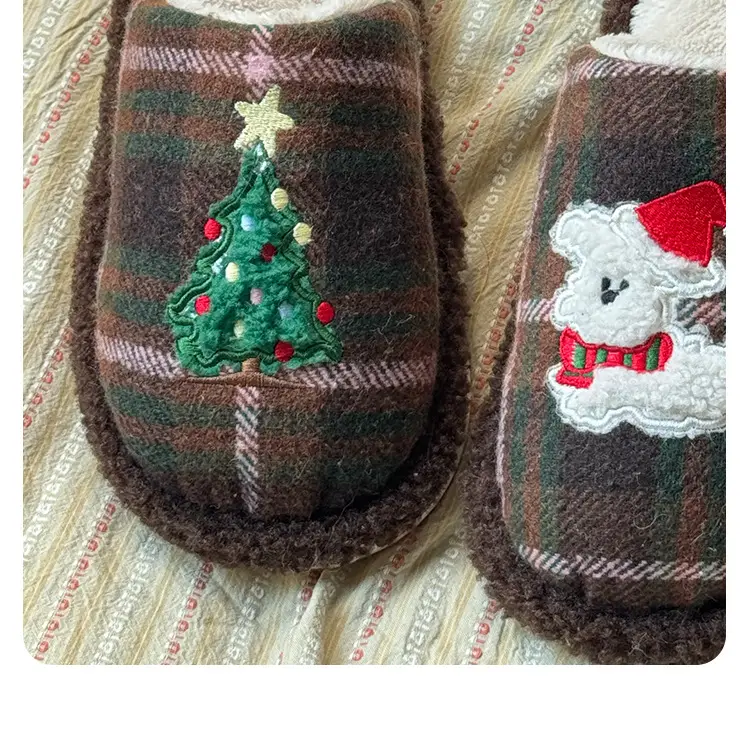 Christmas Tree Cotton Slippers Autumn and Winter Cartoon Cute Indoor Home Non-Slip Furry Slippers Winter Floor Cotton Slippers for Women — feature 19