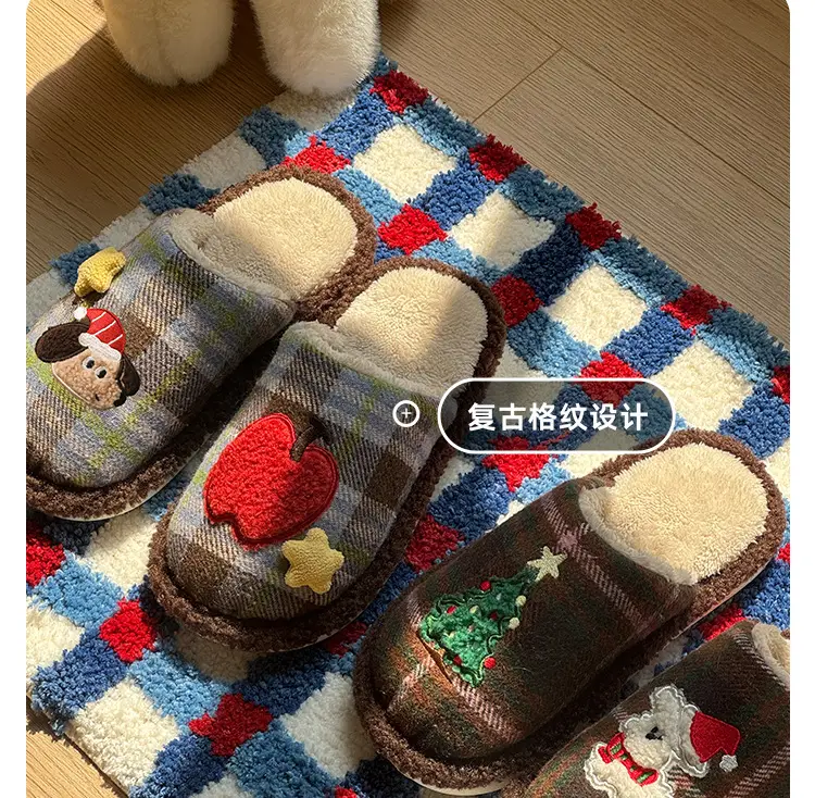 Christmas Tree Cotton Slippers Autumn and Winter Cartoon Cute Indoor Home Non-Slip Furry Slippers Winter Floor Cotton Slippers for Women — feature 6