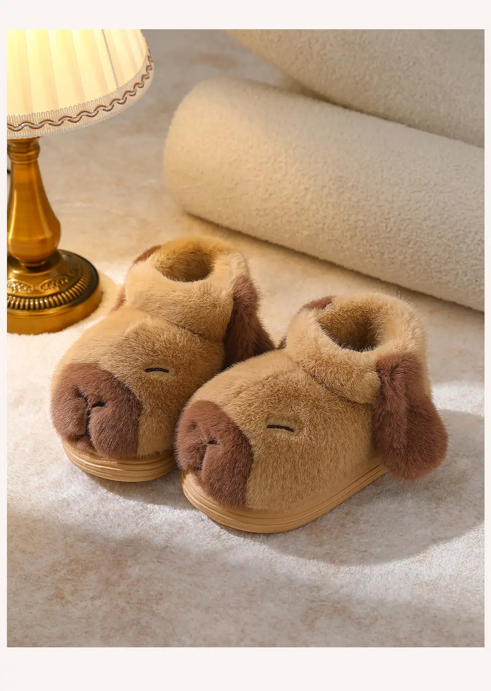 Parent-Child Cotton Slippers for Women, Winter Thick-Soled Non-Slip Capibara Indoor Home Use Cute Children's Furry Slippers — feature 13