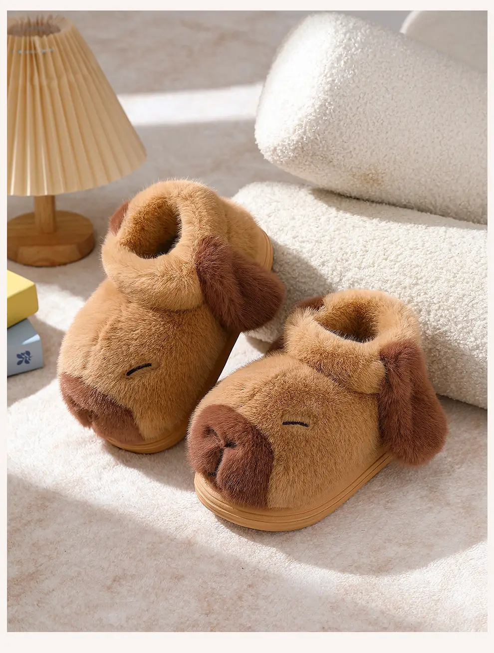 Parent-Child Cotton Slippers for Women, Winter Thick-Soled Non-Slip Capibara Indoor Home Use Cute Children's Furry Slippers — feature 17