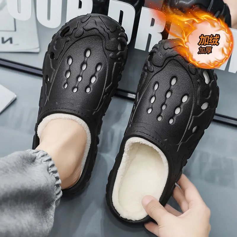 Cross-Border Large Size Cotton Slippers for Men in Winter Indoor Non-Slip Warm Clogs Shoes Outdoor Fleece-Lined Thickeneded Furry Slippers - Image 5