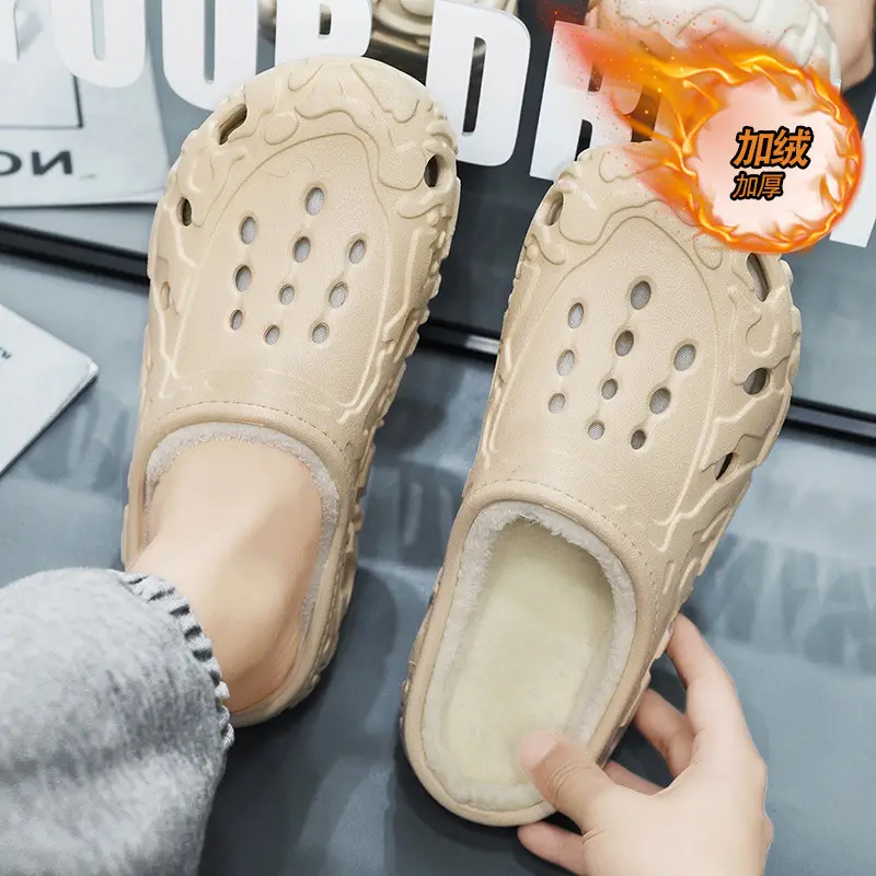 Cross-Border Large Size Cotton Slippers for Men in Winter Indoor Non-Slip Warm Clogs Shoes Outdoor Fleece-Lined Thickeneded Furry Slippers - Image 6