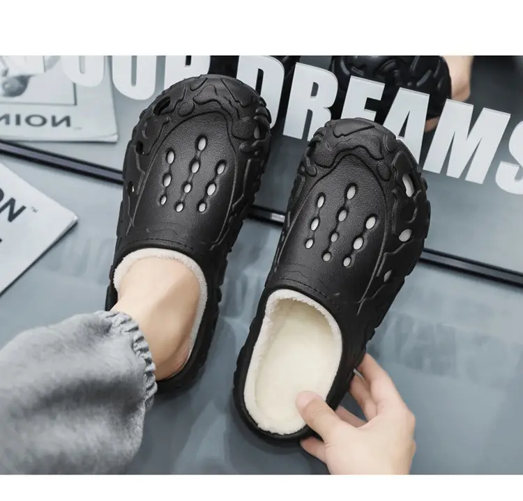 Cross-Border Large Size Cotton Slippers for Men in Winter Indoor Non-Slip Warm Clogs Shoes Outdoor Fleece-Lined Thickeneded Furry Slippers — feature 11