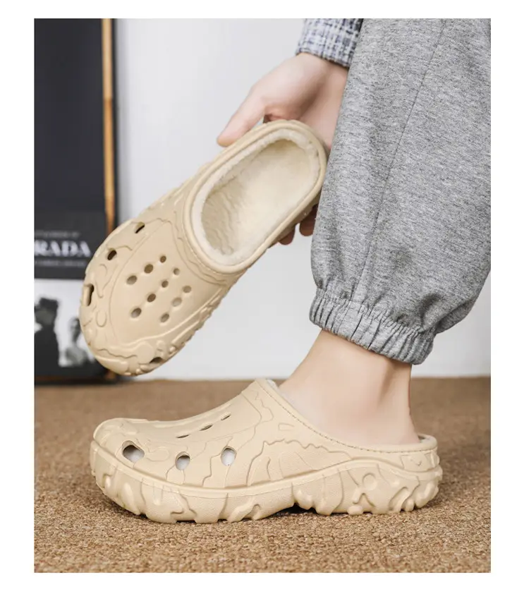 Cross-Border Large Size Cotton Slippers for Men in Winter Indoor Non-Slip Warm Clogs Shoes Outdoor Fleece-Lined Thickeneded Furry Slippers — feature 13