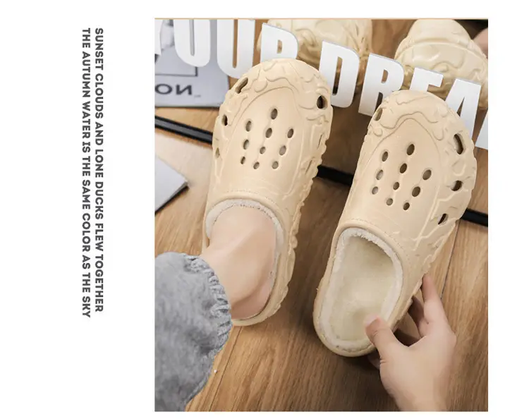 Cross-Border Large Size Cotton Slippers for Men in Winter Indoor Non-Slip Warm Clogs Shoes Outdoor Fleece-Lined Thickeneded Furry Slippers — feature 15