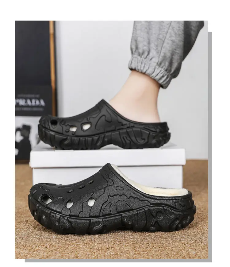 Cross-Border Large Size Cotton Slippers for Men in Winter Indoor Non-Slip Warm Clogs Shoes Outdoor Fleece-Lined Thickeneded Furry Slippers — feature 17