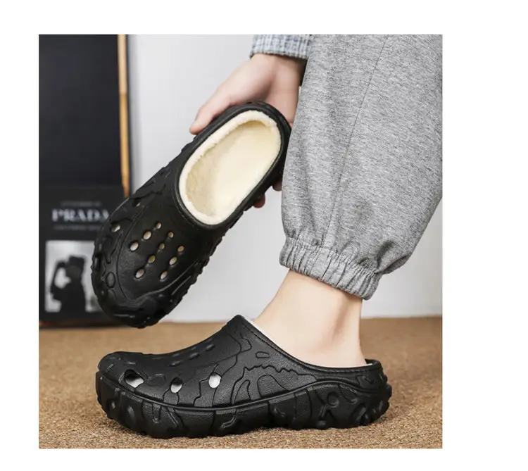 Cross-Border Large Size Cotton Slippers for Men in Winter Indoor Non-Slip Warm Clogs Shoes Outdoor Fleece-Lined Thickeneded Furry Slippers — feature 19