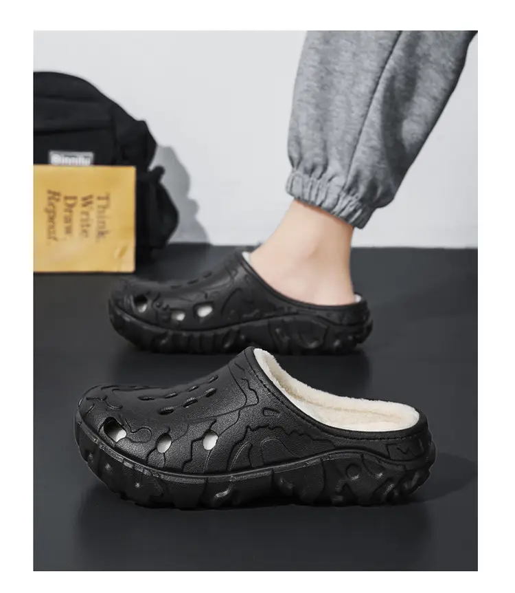 Cross-Border Large Size Cotton Slippers for Men in Winter Indoor Non-Slip Warm Clogs Shoes Outdoor Fleece-Lined Thickeneded Furry Slippers — feature 20
