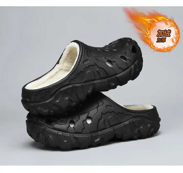 Cross-Border Large Size Cotton Slippers for Men in Winter Indoor Non-Slip Warm Clogs Shoes Outdoor Fleece-Lined Thickeneded Furry Slippers — feature 22