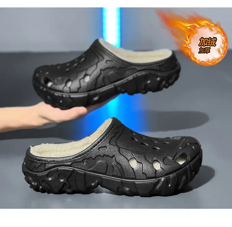Cross-Border Large Size Cotton Slippers for Men in Winter Indoor Non-Slip Warm Clogs Shoes Outdoor Fleece-Lined Thickeneded Furry Slippers — feature 24