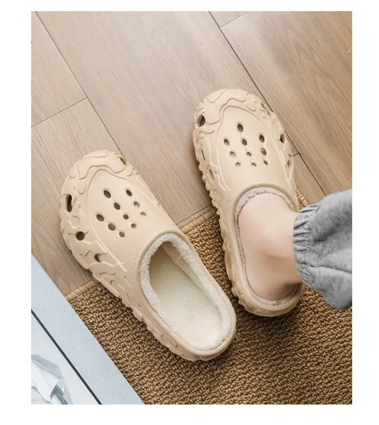 Cross-Border Large Size Cotton Slippers for Men in Winter Indoor Non-Slip Warm Clogs Shoes Outdoor Fleece-Lined Thickeneded Furry Slippers — feature 4